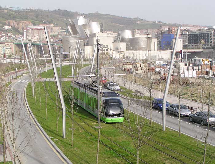 ビルバオの路面電車(ライトレール)グッゲンハイム美術館